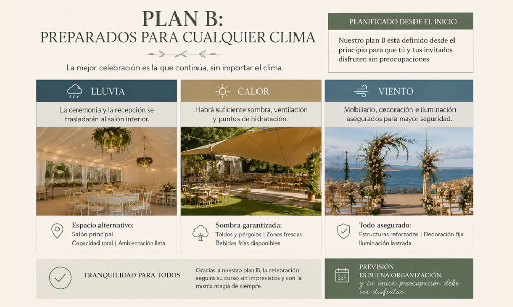 Ejemplo de plan b bodas aire libre